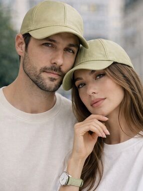 Military Green Leather Baseball Cap - Real Lambskin Leather Hat for men NWT